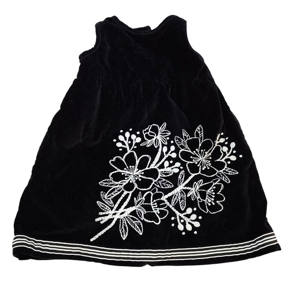 Old Navy Other - Old Navy Girls Black Velvet Floral Embroidered Dress‎ 18-24 Months Holiday Party